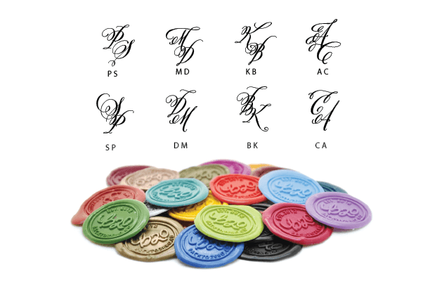 Personalized Calligraphy Double Initials Wax Seal Stamp - Backtozero B20 - 2 initials, 2initials, Burgundy, Calligraphy, Double Initials, genericlonghandle, Initial, Monogram, oval, Personalized, Two initials, Wedding