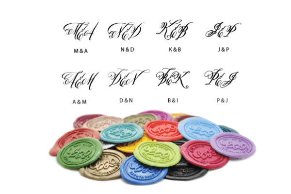 Custom Calligraphy Double Initials Wedding Wax Seal Stamp - Backtozero B20 - 2 initials, 2initials, Calligraphy, Deep Red, Double Initials, genericlonghandle, Initial, Monogram, oval, Personalized, Two initials, Wedding