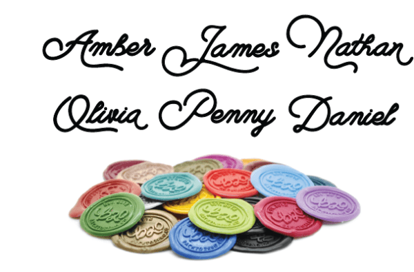 Custom Modern Calligraphy Word Wax Seal Stamp - Backtozero B20 - 9wordsLONGhandle, Black, Calligraphy, Monogram, oval, Personalized, Wedding