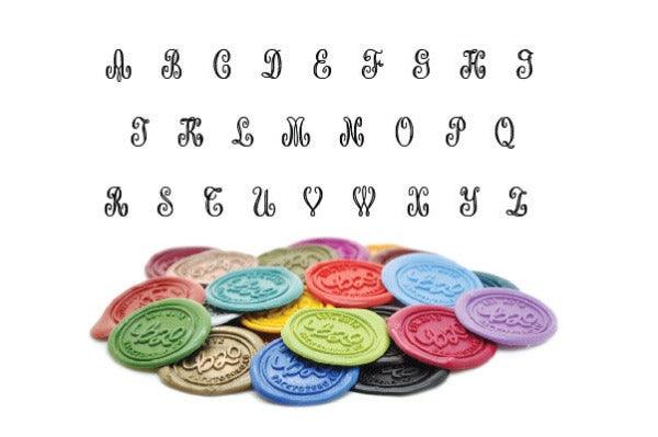 Ribbon Dangle Double Initials Wax Seal Stamp - Backtozero B20 - 2 initials, 2initials, bow, her, Lavender, Monogram, Personalized, ribbon, Signature, signaturehandle, Wedding