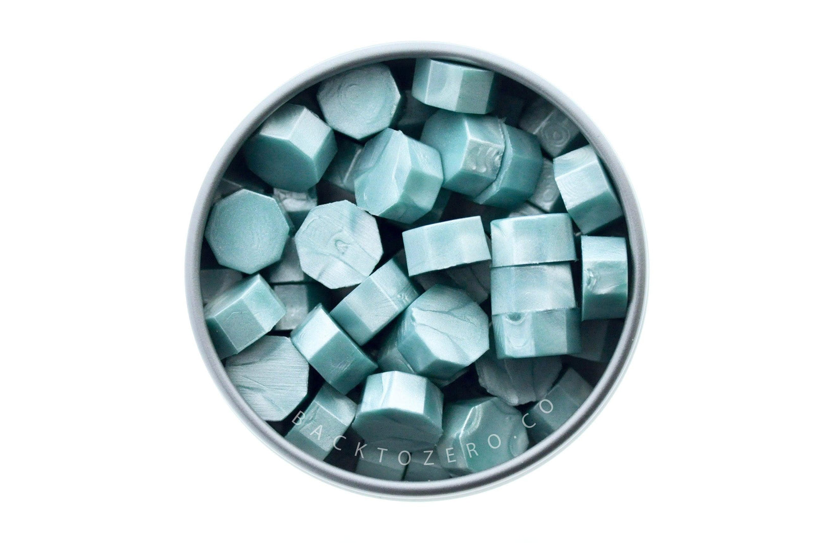 Frosty Octagon Sealing Wax Beads - Backtozero B20 - blue, octagon bead, pastel, pastel blue, sealing wax, tin, Wax Beads