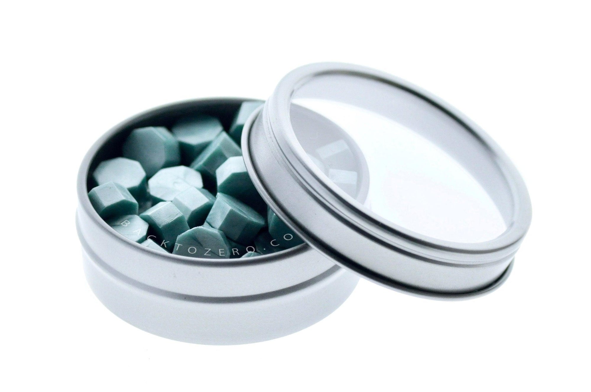 Frosty Octagon Sealing Wax Beads - Backtozero B20 - blue, octagon bead, pastel, pastel blue, sealing wax, tin, Wax Beads