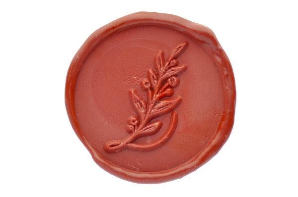 Botanical Initial Wax Seal Stamp - Backtozero B20 - 1 initial, 1initial, Botanical, floral, Flower, genericlonghandle, Initial, Nature, One Initial, Palm Red, Personalized, Wedding