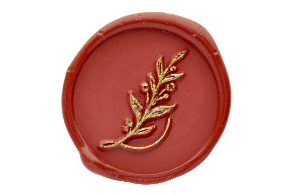 Botanical Initial Wax Seal Stamp - Backtozero B20 - 1 initial, 1initial, Botanical, floral, Flower, genericlonghandle, Initial, Nature, One Initial, Palm Red, Personalized, Wedding