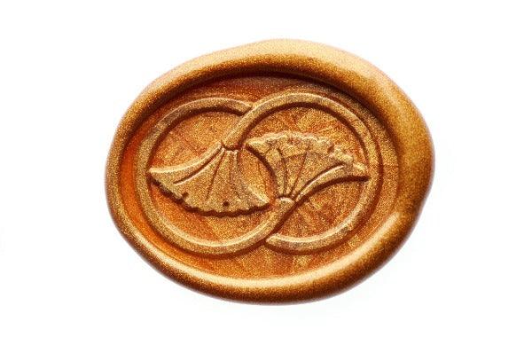 Infinity Ginkgo Wax Seal Stamp - Backtozero B20 - Botanical, Copper Gold, genericlonghandle, infinity, Leaf, Leafs, Metallic, Nature, oval