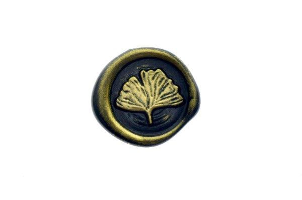 Mini Gingko Leaf Wax Seal Stamp - Backtozero B20 - black, botanic, Botanical, ginkgo, gold, gold dust, gold powder, Leaf, mini, Nature, newarrivals, spring