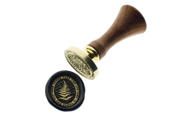 Starry Message Wax Seal Stamp | Fern | Patience - Backtozero B20 - black, botanic, Botanical, Come to those who wait, dot, dots, fern, gold, gold dust, gold powder, Good things take time, Leaf, Leafs, Leaves, message, Nature, newarrivals, oval, Plant, plants, Signature, signaturehandle, star, starry, Stars