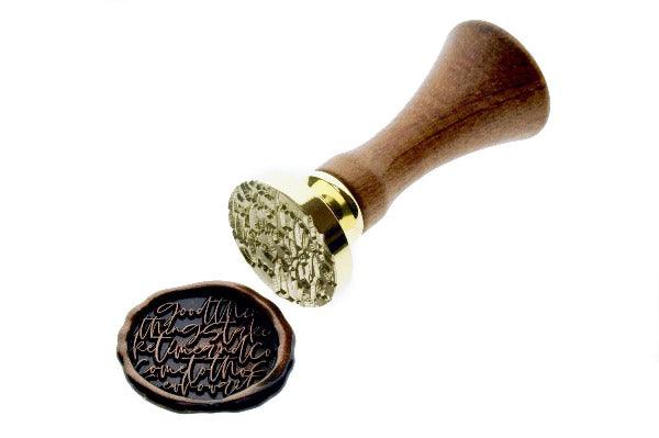 Good Things Take Time Pattern Wax Seal Stamp - Backtozero B20 - background, black, copper dust, copper powder, Message, motto, pattern, Signature, signaturehandle, texture, Words