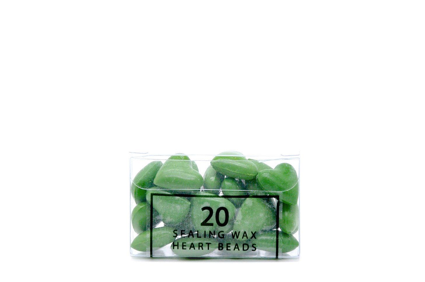 Grass Green Sealing Wax Heart Bead - Backtozero B20 - Grass Green, Heart Bead, Heart Wax, sale, Sealing Wax, Wax Bead