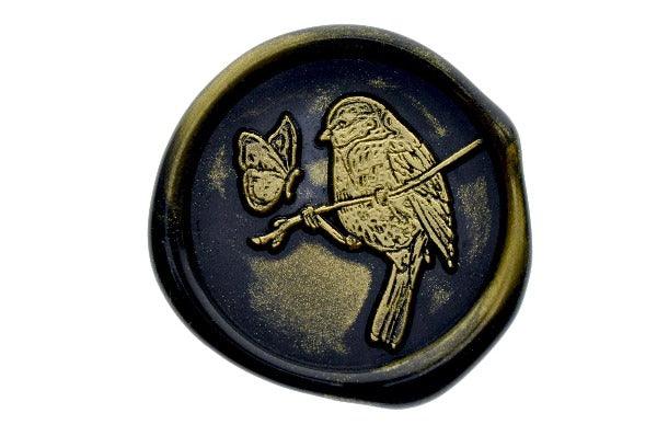 Bird & Butterfly Wax Seal Stamp - Backtozero B20 - black, Butterfly, gold metallic powder, metallic powder, newarrivals, Signature, signaturehandle, spring