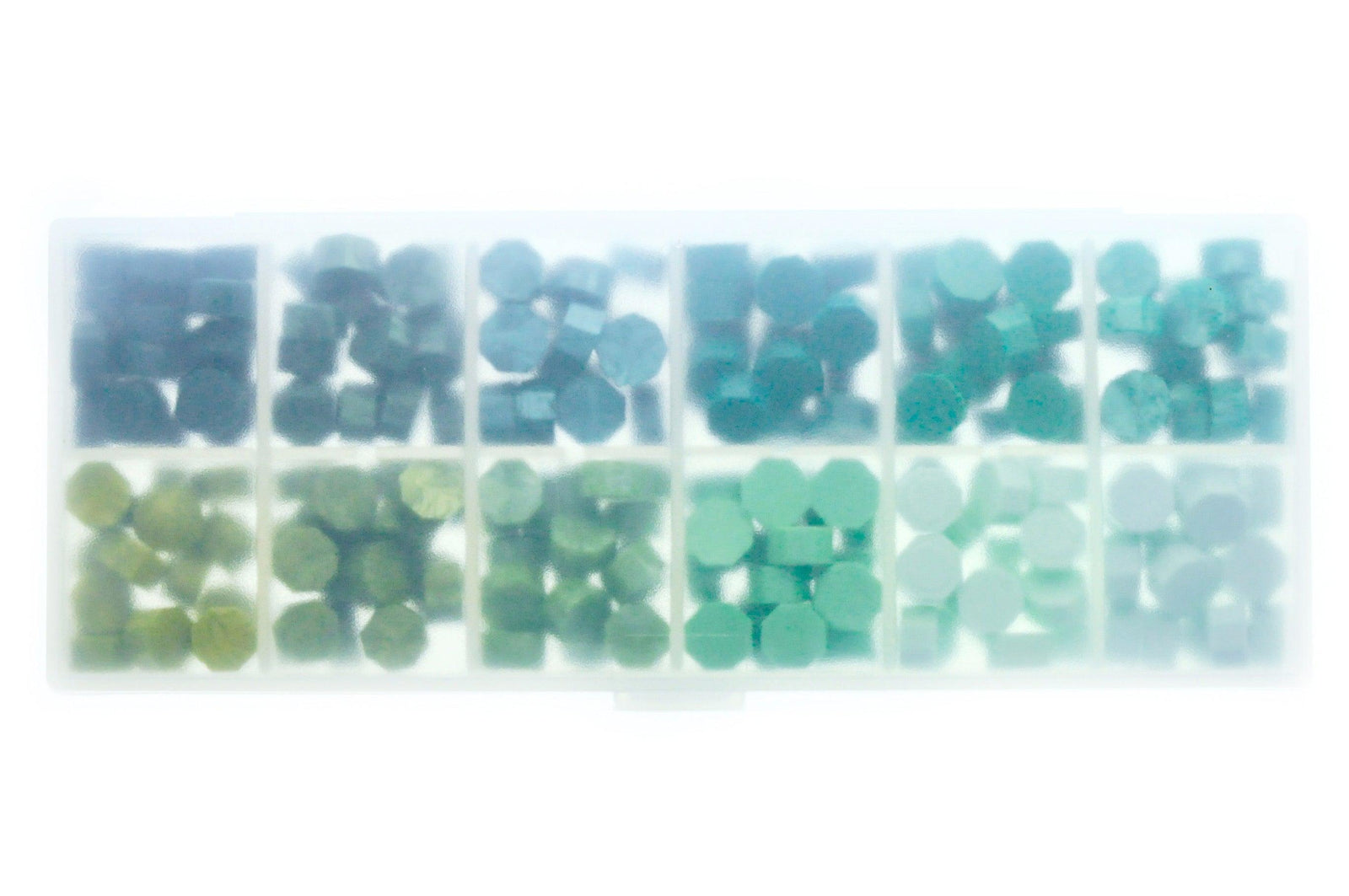 Octagon Sealing Wax Beads Palette | Shades of Green - Backtozero B20 - green, octagon bead, palette, sealing wax, Wax Beads