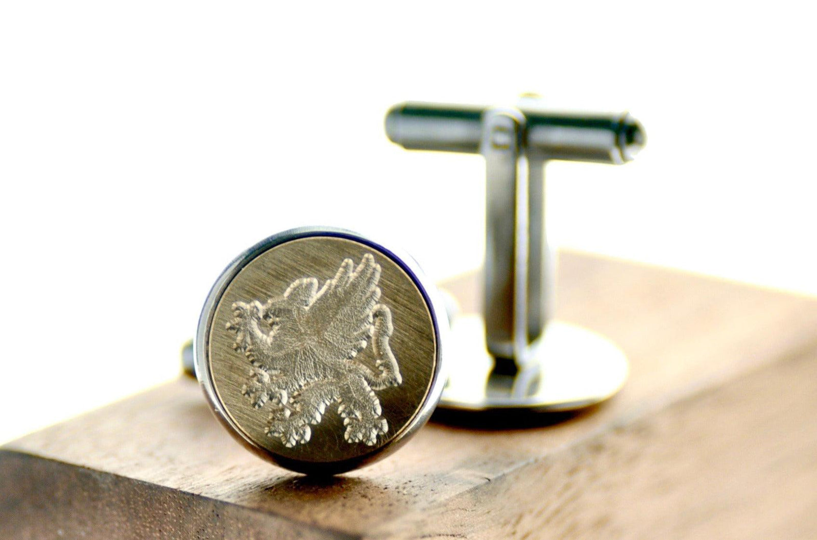 Griffin Signet Cufflinks - Backtozero B20 - 14mm, brass, cufflinks, him, signet, stainless steel