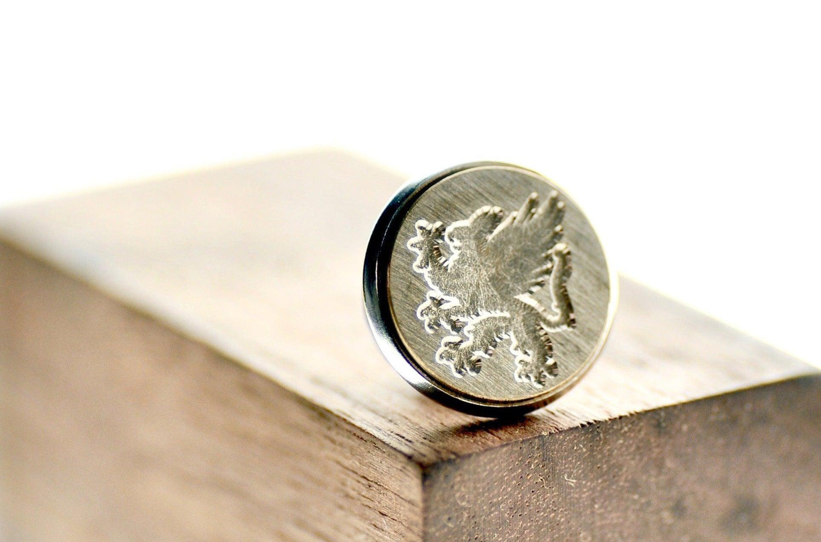 Griffin Signet Pin - Backtozero B20 - 10mm, 12mm, 14mm, badge, brass, brooch, him, mystic, mystical, pin, signet, stainless steel