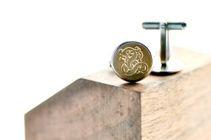 Gothic Initial Signet Cufflinks - Backtozero B20 - 1 initial, 14mm, 1initial, brass, cufflinks, Custom, him, monogram, One Initial, Personalized, signet, stainless steel, Wedding