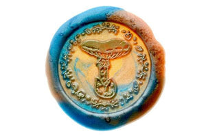 Fungus I Wax Seal Stamp Designed by Vintage Paper Garden - Backtozero B20 - carol, collaboration, copper, fungus, hana, hana t, kinoko, marble, marble wax, metallic, mixed wax, mushroom, salmon, Signature, signaturehandle, sky blue