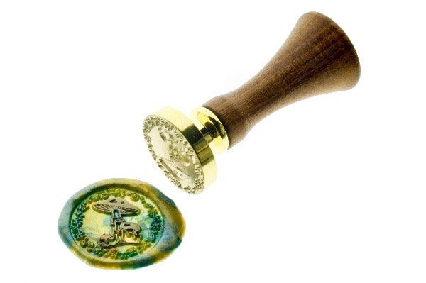 Fungus III Wax Seal Stamp Designed by Vintage Paper Garden - Backtozero B20 - collaboration, fungus, gold, hana, hana t, kinoko, marble, marble wax, metallic, mixed wax, mushroom, Signature, signaturehandle, sky blue