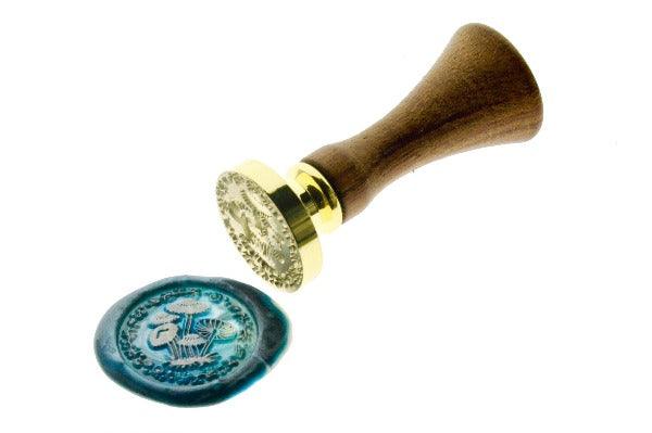 Fungus V Wax Seal Stamp Designed by Vintage Paper Garden - Backtozero B20 - collaboration, fungus, hana, hana t, kinoko, marble, marble wax, metallic, mixed wax, mushroom, Signature, signaturehandle, silver, sky blue