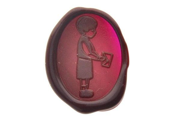 Mail Boy Wax Seal Stamp Designed by Vintage Paper Garden - Backtozero B20 - boy, collaboration, Deep Red, hana, hana t, Letter, mail, oval, Signature, signaturehandle