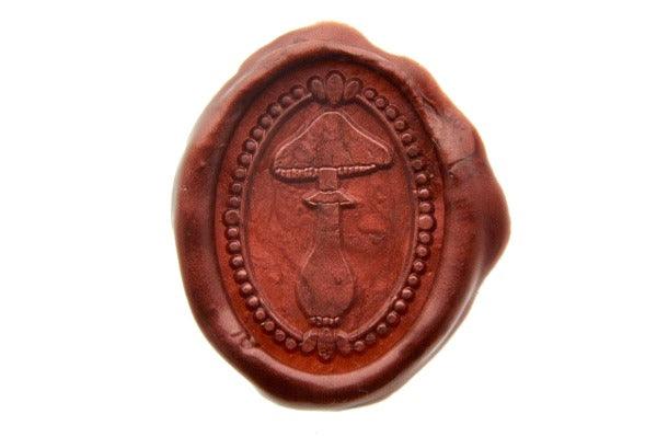 Kinoko Mushroom Wax Seal Stamp Designed by Vintage Paper Garden - Backtozero B20 - collaboration, hana, hana t, Kinoko, Metallic, Metallic Red, mushroom, oval, Red, Signature, signaturehandle