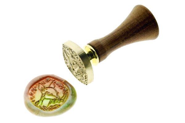 Animal Tales Deer Wax Seal Stamp Designed by Vintage Paper Garden - Backtozero B20 - acorn, animal, animal tales, collaboration, coral, Deer, green, hana, hana t, marble, marble wax, metallic, mixed wax, moss, pearl, pearl white, pointed oval, salmon, Signature, signaturehandle, Woodland, Woodland Animal