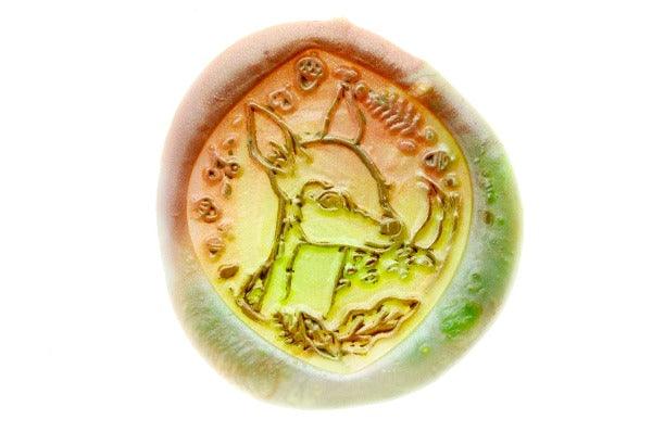 Animal Tales Deer Wax Seal Stamp Designed by Vintage Paper Garden - Backtozero B20 - acorn, animal, animal tales, collaboration, coral, Deer, green, hana, hana t, marble, marble wax, metallic, mixed wax, moss, pearl, pearl white, pointed oval, salmon, Signature, signaturehandle, Woodland, Woodland Animal