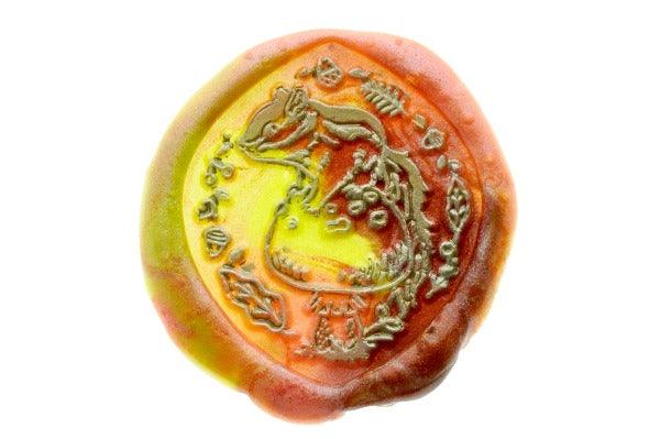 Animal Tales Squirrel Wax Seal Stamp Designed by Vintage Paper Garden - Backtozero B20 - acorn, animal, animal tales, collaboration, hana, hana t, marble, marble wax, metallic, mixed wax, mushroom, pointed oval, salmon, Signature, signaturehandle, Woodland, Woodland Animal