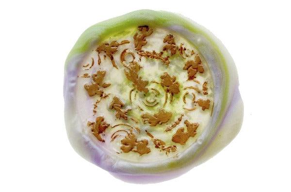 Summer Memories Wax Seal Stamp Designed by Vintage Paper Garden - Backtozero B20 - 2level, collaboration, fish, goldfish, hana, hana t, koi, lavender, marble, marble wax, metallic, mixed wax, moss, pearl, pearl white, Signature, signaturehandle