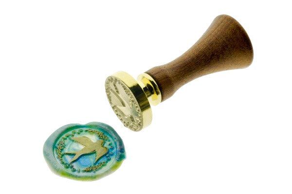 Swallow Wax Seal Stamp Designed by Vintage Paper Garden - Backtozero B20 - bird, collaboration, hana, hana t, marble, marble wax, metallic, metallic sky blue, mixed wax, moss, pearl, pearl white, Signature, signaturehandle