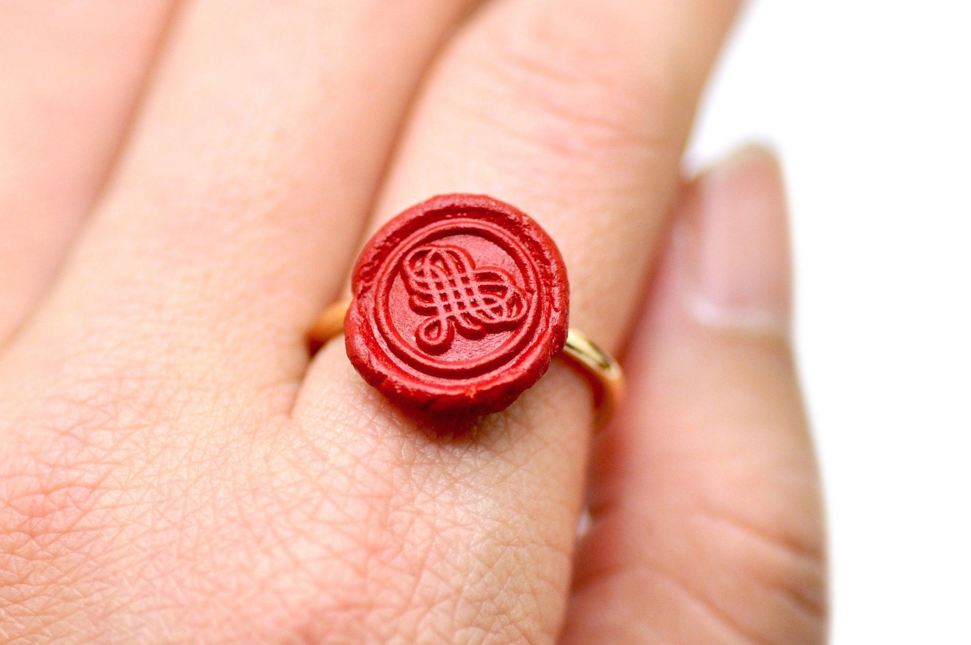 OOAK Heart Wax Seal Ring - Backtozero B20 - Handmade, Heart, OOAK, Red, ring, Rose Red, size 7