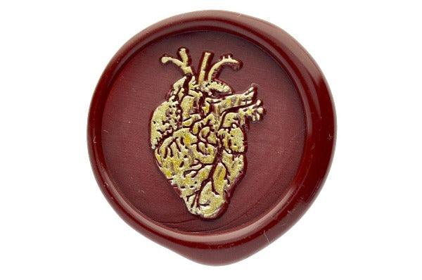 Anatomical Heart Wax Seal Stamp - Backtozero B20 - deep red, genericlonghandle, Heart, medical, organ