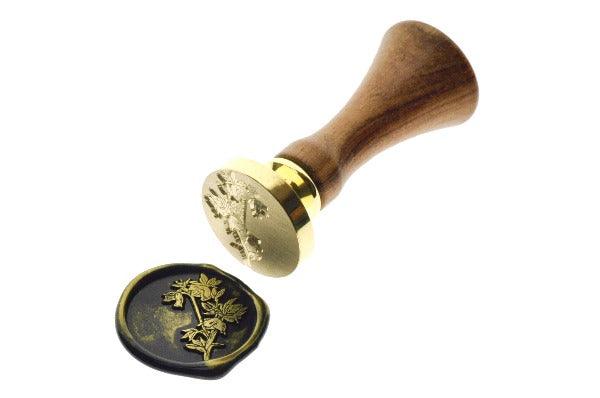 Hellebore Flower & Leaf Wax Seal Stamp - Backtozero B20 - black, botanic, flower, gold metallic powder, leaf, leaves, metallic powder, Nature, newarrivals, Signature, signaturehandle, spring