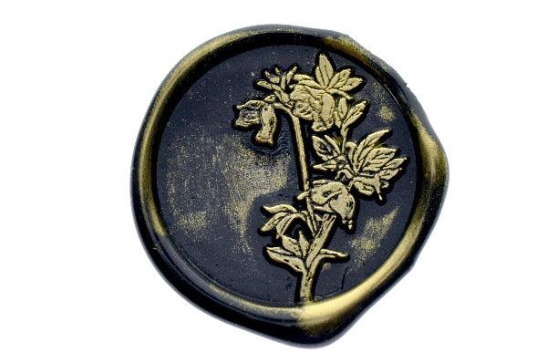Hellebore Flower & Leaf Wax Seal Stamp - Backtozero B20 - black, botanic, flower, gold metallic powder, leaf, leaves, metallic powder, Nature, newarrivals, Signature, signaturehandle, spring