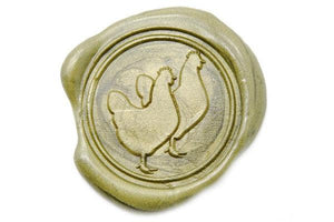 Chicken Wax Seal Stamp - Backtozero B20 - Animal, Chick, Dark Gold, genericlonghandle, Rooster