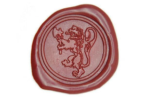 Heraldic Lion with Axe Wax Seal Stamp - Backtozero B20 - Axe, Deep Red, genericlonghandle, Heraldic, Lion