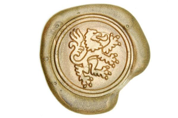 Heraldic Lion Wax Seal Stamp - Backtozero B20 - Copper, genericlonghandle, Heraldic, Lion