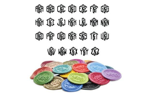 Hexagon Double Initials Wedding Monogram Wax Seal Stamp - Backtozero B20 - 2 initials, 2initials, Deep Red, double, Double Initials, genericlonghandle, hexagon, hexagram, Initial, Letters, Monogram, Personalized, Wedding