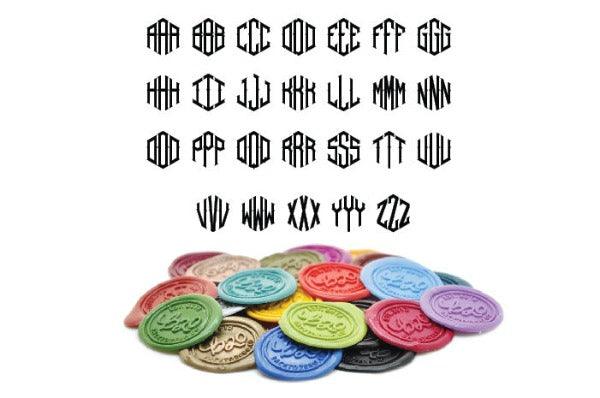 Hexagon Triple Initials Monogram Wax Seal Stamp - Backtozero B20 - 3 initials, 3initials, Copper Gold, genericlonghandle, hexagon, hexagram, Initial, Letters, Monogram, Personalized, Triple Initials, Wedding