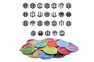 Hexagon Triple Initials Linked Monogram Wax Seal Stamp - Backtozero B20 - 3 initials, 3initials, Copper, genericlonghandle, hexagon, hexagram, Initial, Letters, Monogram, Personalized, Triple Initials, Wedding
