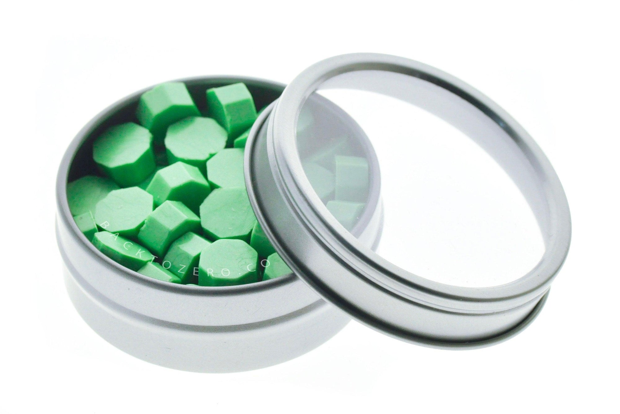 Honeydew Octagon Sealing Wax Beads - Backtozero B20 - green, octagon bead, sealing wax, tin, Wax Beads
