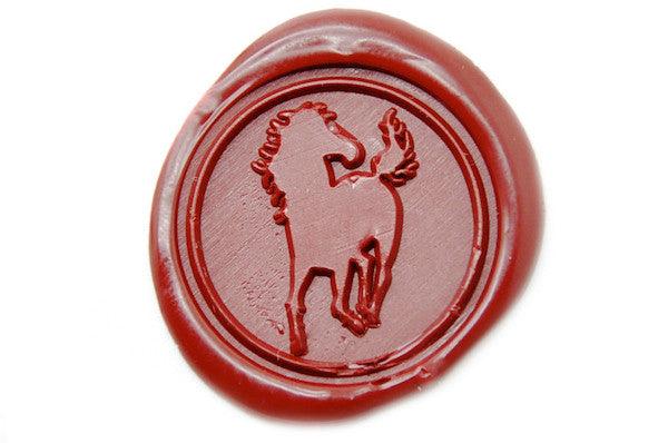 Horse Wax Seal Stamp - Backtozero B20 - Animal, Deep Red, genericlonghandle, Horse