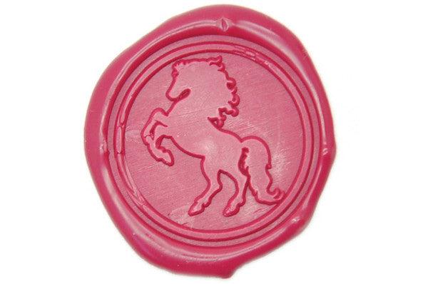 Horse Wax Seal Stamp - Backtozero B20 - Animal, genericlonghandle, Horse, Rose Red