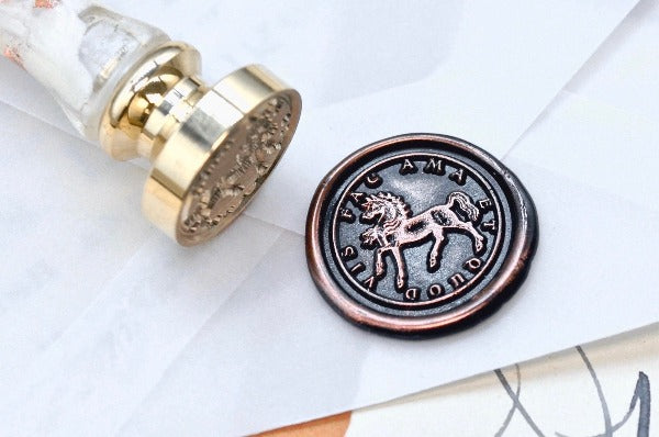 Horse Latin Motto Wax Seal Stamp | S - Backtozero B20 - Ambitious, antique, latin, latin motto, Message, passion, Retro, Signature, signaturehandle