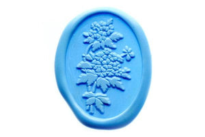Hydrangea Wax Seal Stamp - Backtozero B20 - Blue, Botanical, floral, Flower, genericlonghandle, oval, Pastel Blue