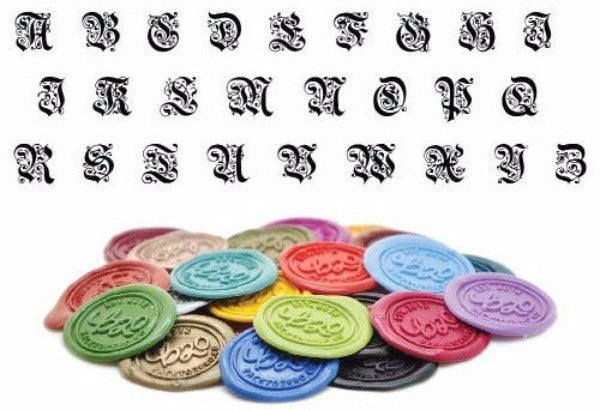 Gothic Initial Wax Seal Stamp | Available in 4 Sizes - Backtozero B20 - 1 initial, 1initial, Black, Calligraphy, gothic, Letter, Monogram, One initial, Personalized, Signature, signaturehandle