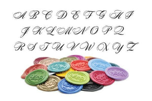 Calligraphy Initial Wax Seal Stamp - Backtozero B20 - 1 initial, 1initial, Calligraphy, genericlonghandle, Letter, Metallic, Metallic Green, Monogram, One Initial, Personalized