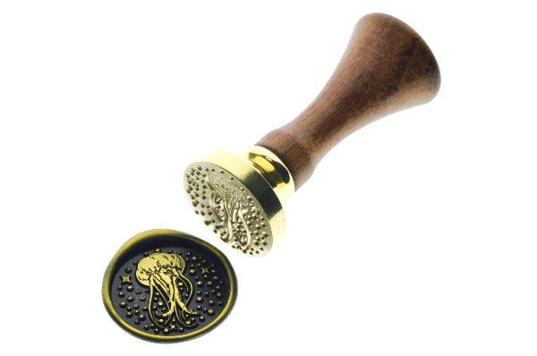 Stars & Dots Jellyfish Wax Seal Stamp - Backtozero B20 - Animal, Animal Lover, Black, dots, gold powder, jellyfish, marine, marine animal, newarrivals, ocean, sea, Signature, signaturehandle, stars
