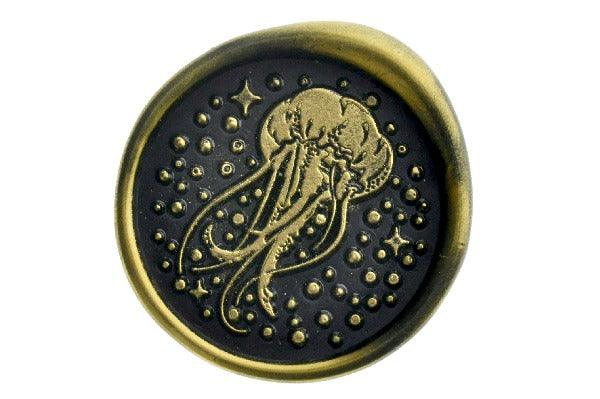 Stars & Dots Jellyfish Wax Seal Stamp - Backtozero B20 - Animal, Animal Lover, Black, dots, gold powder, jellyfish, marine, marine animal, newarrivals, ocean, sea, Signature, signaturehandle, stars