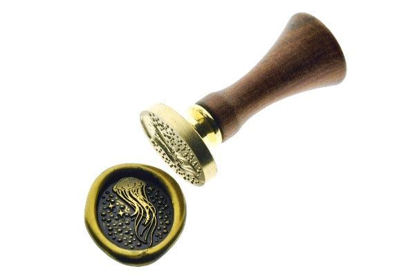 Stars & Dots Jellyfish Wax Seal Stamp - Backtozero B20 - Animal, Animal Lover, Black, dot, dots, gold dust, gold metallic powder, gold powder, jelly, jellyfish, marine, marine animal, newarrivals, ocean, oval, sea, Signature, signaturehandle, star, Stars