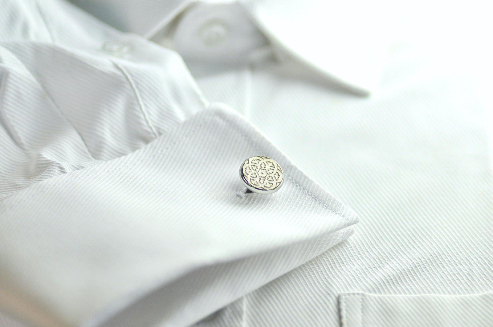 Damask Kaleidoscope Signet Cufflinks - Backtozero B20 - 14mm, brass, cufflinks, him, signet, stainless steel