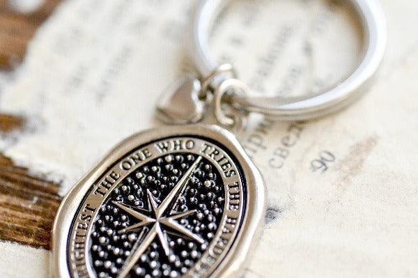 Message Wax Seal Keychain | Star | Shine - Backtozero B20 - enamel, enamel keychain, heart, her, keychain, lapel, metal, newarrivals, seashell, shine, soft enamel, star, starry, wax seal